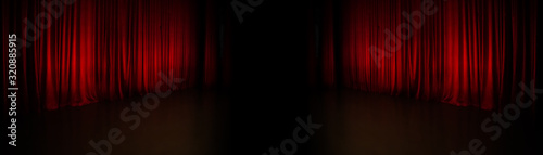 Fotografía background with red curtain panorama