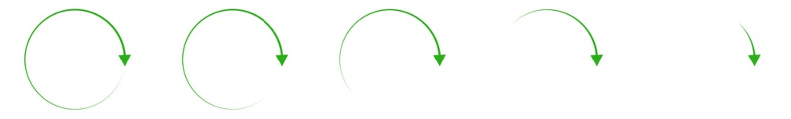 Fototapete - Arrow Icon Green | Circle Arrows | Infographic Illustration | Direction Symbol | Curved Loading Logo | Up Sign | Isolated | Variations