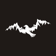 bird silhouette with wings big as mountains