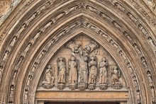 Detail Of The Portal Of The Apostles In Valencia Cathedral, Spain