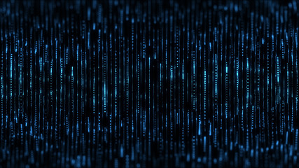 Fototapete - Abstract technology background. Lines texture. Motion dots. Black backdrop. Futuristic wallpaper. Blue color.