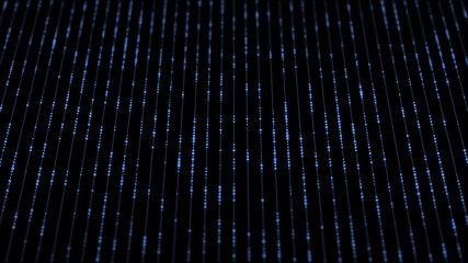 Poster - Abstract technology background. Lines texture. Motion dots. Black backdrop. Futuristic wallpaper. Blue color.