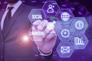 Poster - Handwriting text Social Campaign. Conceptual photo use social media platform to improve brand awareness
