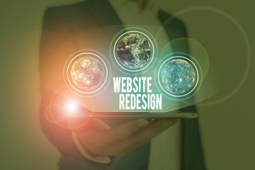 Wall Mural - Text sign showing Website Redesign. Business photo text modernize improver or evamp your website look and feel Elements of this image furnished by NASA