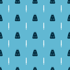 Sticker - Set School backpack and Pen on seamless pattern. Vector