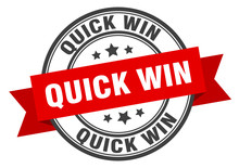 Quick Win Label. Quick Winround Band Sign. Quick Win Stamp