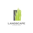 Grass in the square symbol.Gardening logo design template