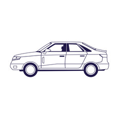 Poster - sedan car icon, flat design