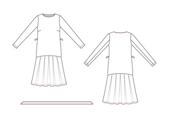 Wall Mural - Technical drawing of wrap dress. Fashion template.
