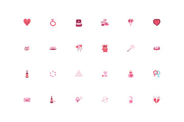 Sticker - Love and happy valentines day icon set vector design