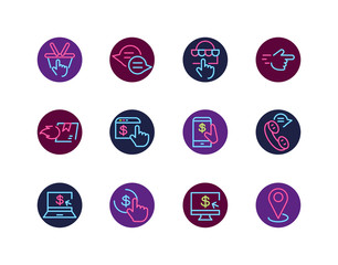 Canvas Print - Isolated shopping and commerce neon icon set vector design