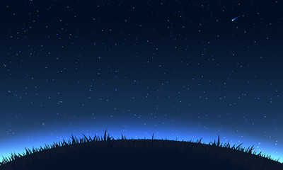 Wall Mural - night sky background. hill at night sky and star.