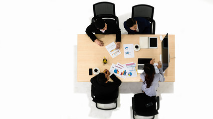 Wall Mural - business background of businesspeople having business discussion in meeting at office isolated on white