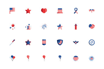 Isolated usa icon set vector design