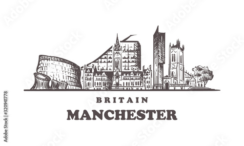 Fotografía Manchester sketch skyline