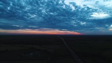 Aerial Timelapse At Sunset Looking South Towards The A34, Oxfordshire