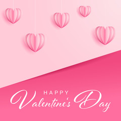Wall Mural - Happy valentines day with hearts vector card illustration background