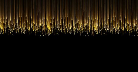 Wall Mural - christmas digital glitter sparks golden particles strips flowing on black background, holiday  event