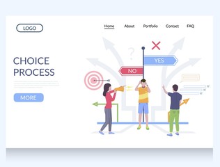 Wall Mural - choice process vector website landing page design template