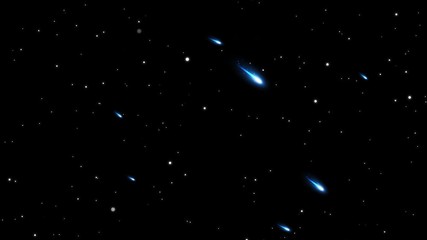 Wall Mural - Creative Motion graphic Night shining starry sky in dark space galaxy colorful animation with shooting star fast falling in 4k footage video resolution.Light Glow sparking bokeh with backdrop.Particle