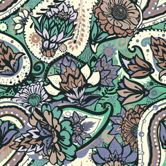 Naklejka na meble Seamless floral pattern in vintage oriental paisley style.