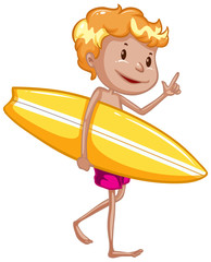 Sticker - Athlete holding surfboard on white background