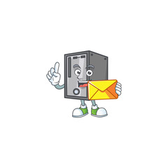 Sticker - Happily CPU mascot design style with envelope