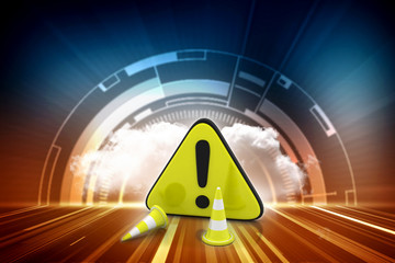 Poster - 3d rendering Exclamation sign with warning
