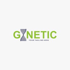 Genetic logo design. Molecule helix spiral abstract symbol. DNA gen icon vector.