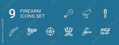 Fotomural Editable 9 firearm icons for web and mobile