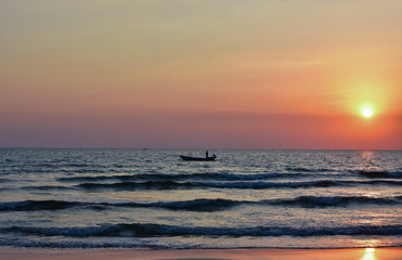 Wall Mural - Colorful of sunset on sea scape background