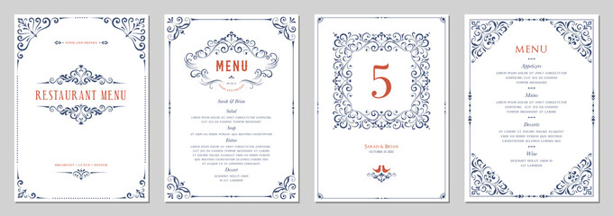 Wall Mural - ornate classic templates set in vintage style. wedding and restaurant menu.