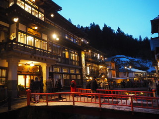 Canvas Print - the night view of ginzan onsen in yamagata, JAPAN