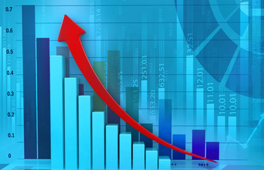 Financial graph chart with abstract background. 3d illustration..