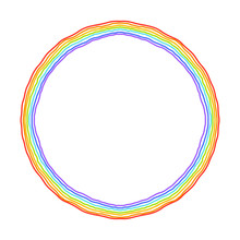 Round Rainbow Shape And Color Frame. Perfect For Invitations, Postcards, Decor, Kids Celebrations, And More.