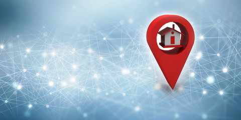 Aufkleber - 3d illustration Search for Property.a Map with Large Red GPS Pointer containing