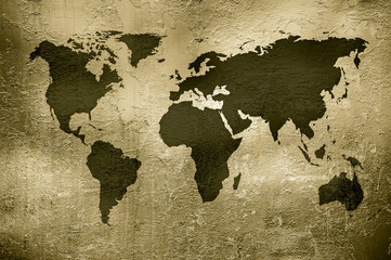  grunge map of the world over metal texture