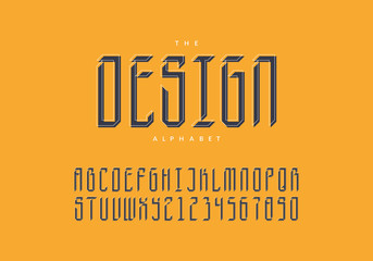 Poster - Thin geometric font with outline. Futuristic alphabet with numbers. Original vector typeface.