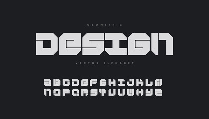 Poster - Bold geometric font design. Digital typography. Eps10 vector.
