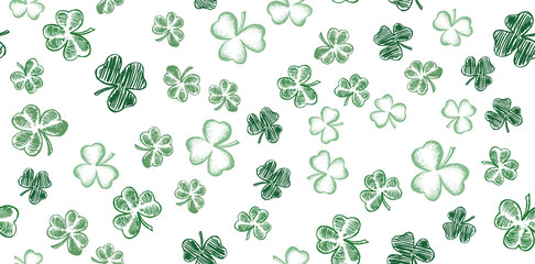 Wall Mural - St. Patrick's Day. Sketch set clover. Hand drawn illustration.