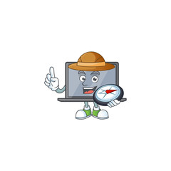 Sticker - A monitor explorer cartoon design having a compass