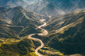aerial view of mountains in taiwan