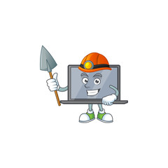 Wall Mural - Cool clever Miner monitor cartoon character design