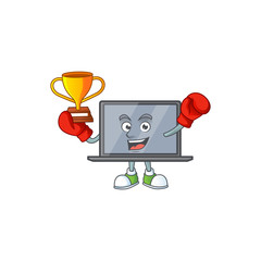 Sticker - Super cool Boxing winner of monitor in mascot cartoon design