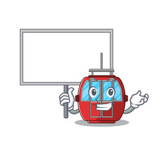 Wall Mural - A cute picture of ropeway mascot design with a board