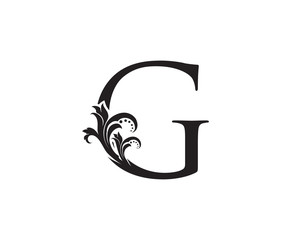 Wall Mural - Vintage G Letter Logo. Black G With Classy Floral Shape design perfect for Boutique, Jewelry, Beauty Salon, Cosmetics, Spa, Hotel and Restaurant Logo. 