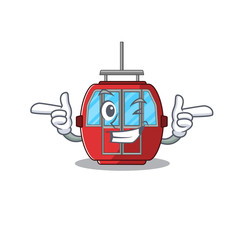 Sticker - Cute mascot cartoon design of ropeway with Wink eye