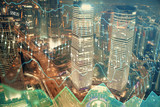 Fototapeta Miasto - Financial chart on city scape with tall buildings background multi exposure. Analysis concept.