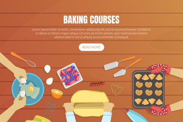 Baking Courses Landing Page Templates Set, Baking Cooking Class Online Web Page, App Vector Illustration