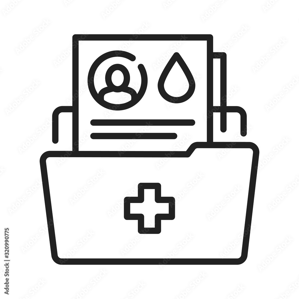 Medical file folder black line icon. Patient disease history. List of ...